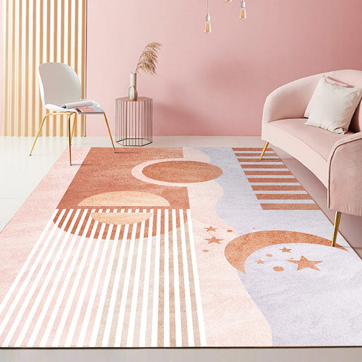 BowLift | Multicolored Scandinavian rug made of polyester hand-printed indoor rug pet-friendly easy-care area rug for the living room