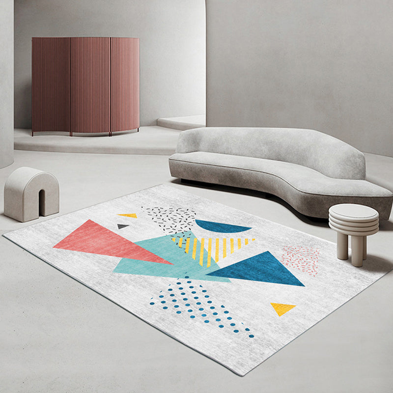 BowLift | Multicolored Scandinavian rug made of polyester hand-printed indoor rug pet-friendly easy-care area rug for the living room