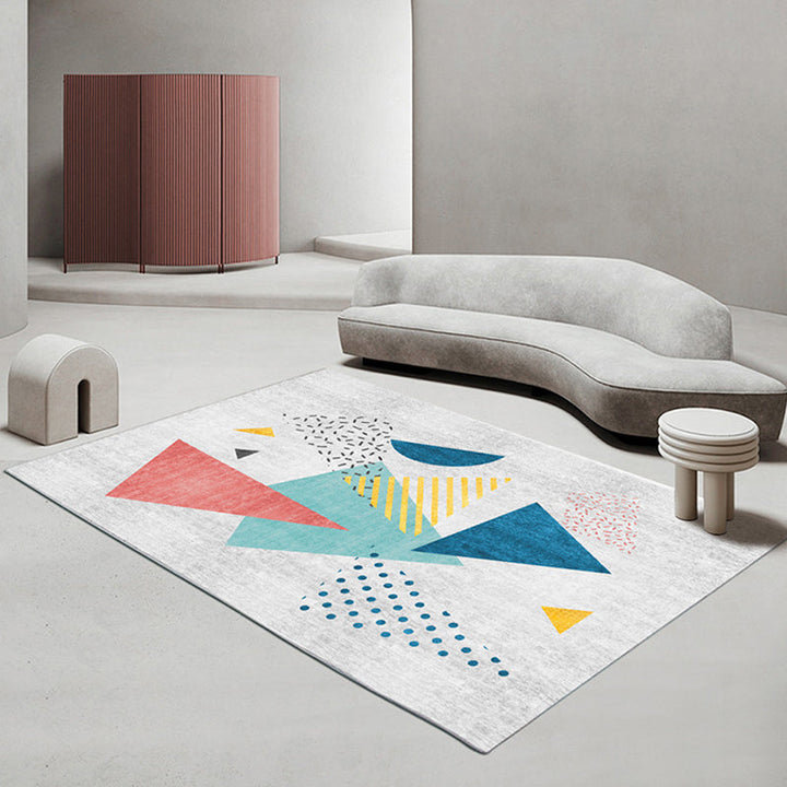 BowLift | Multicolored Scandinavian rug made of polyester hand-printed indoor rug pet-friendly easy-care area rug for the living room