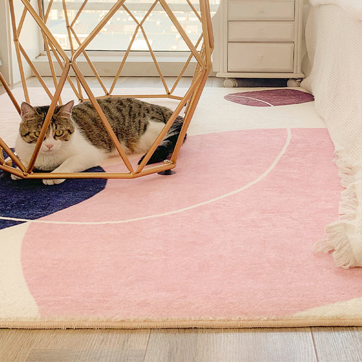 BowLift | Simple Color Block Carpet Multi-Color Synthetic Rug Non-Slip Backing Easy Care Pet Friendly Indoor Carpet for Home