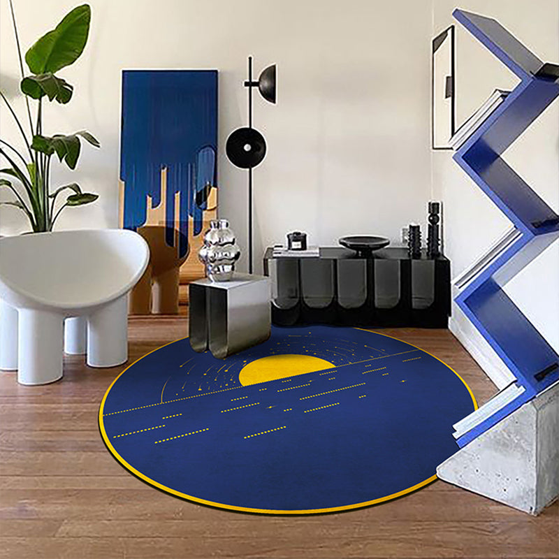 BowLift | Blue Western Rug Polypropylene Color Block Indoor Carpet Non-Slip Back Stain Resistant Washable Rug for Living Room