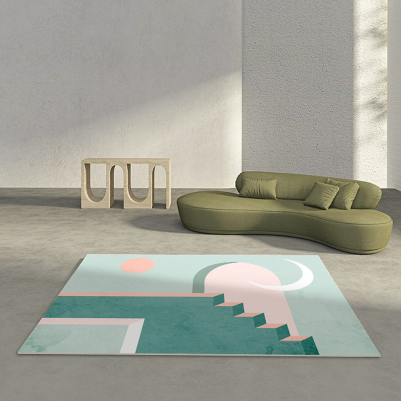 BowLift | Relaxing Color Block Rug Multicolor PVC Indoor Rug Non-Slip Back Stain-Resistant Area Rug for Room