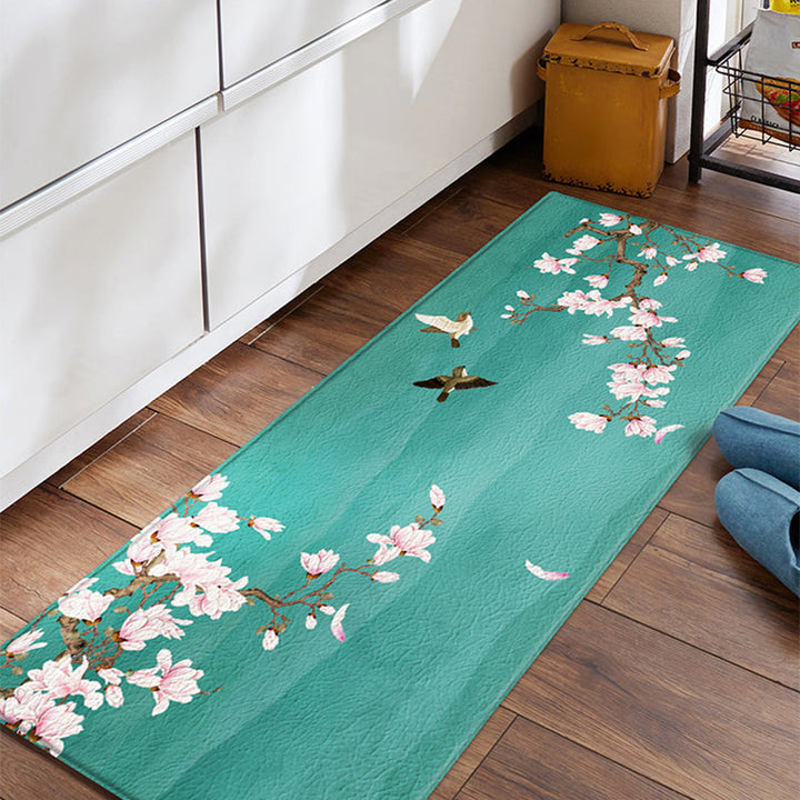BowLift | Relaxing floral printed carpet multi-colored PVC indoor rug with non-slip backing pet-friendly rug for home