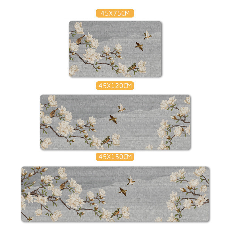 BowLift | Relaxing floral printed carpet multi-colored PVC indoor rug with non-slip backing pet-friendly rug for home