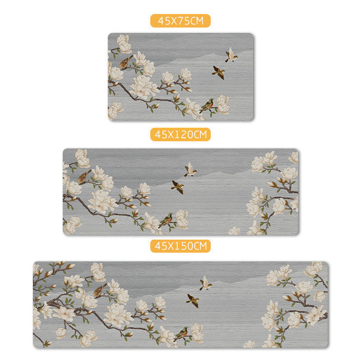 BowLift | Relaxing floral printed carpet multi-colored PVC indoor rug with non-slip backing pet-friendly rug for home