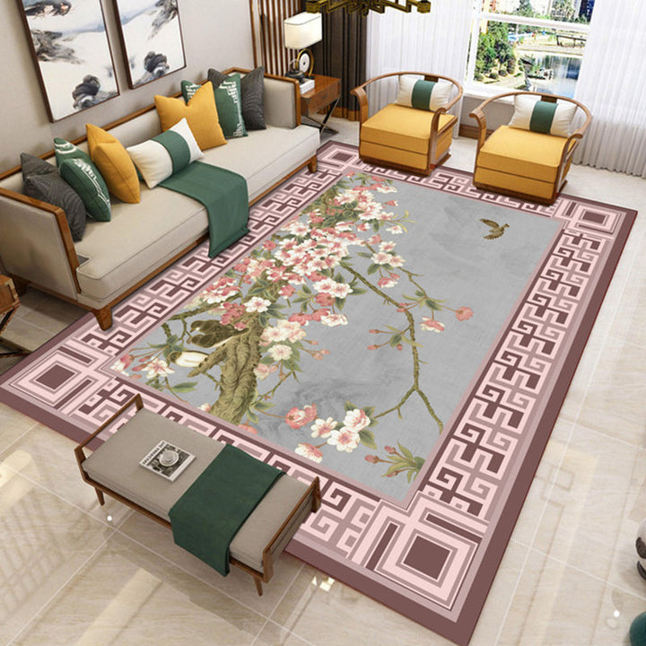 BowLift | Modern Living Room Carpet Multicolor Flower Print Indoor Rug Polypropylene Pet-Friendly Washable Rug