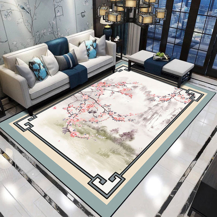 BowLift | Formal Living Room Rug Versatile Floral Pattern Rug Polyester Non-Slip Back Machine Washable Rug