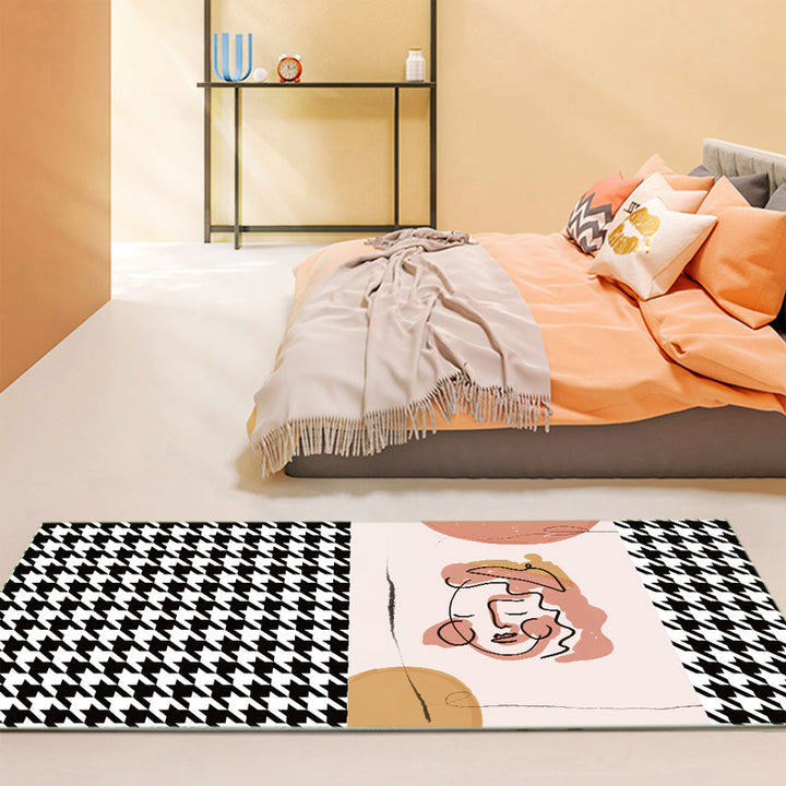 BowLift | Western Houndstooth Pattern Rug Multicolor Polyester Area Rug Non-Slip Back Pet Friendly Indoor Rug for Room