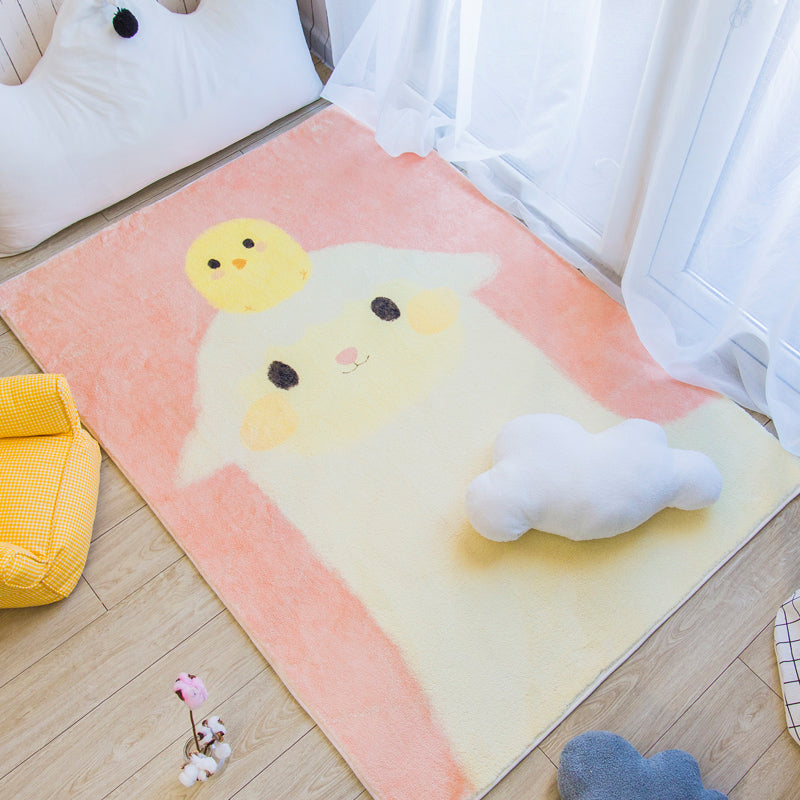 BowLift | Northern European Cartoon Printed Carpet Multicolor Polyester Area Rug Non-Slip Backing Pet-Friendly Rug for Children