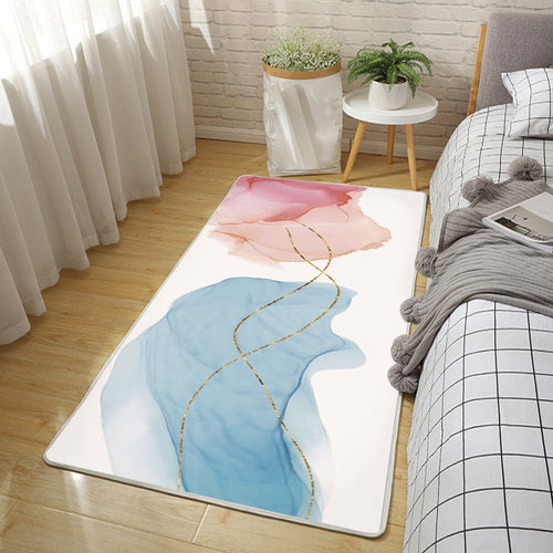 BowLift | Relaxing Color Block Carpet Multicolored Polypropylene Indoor Carpet Non-Slip Back Easy Care Area Rug for Bedroom