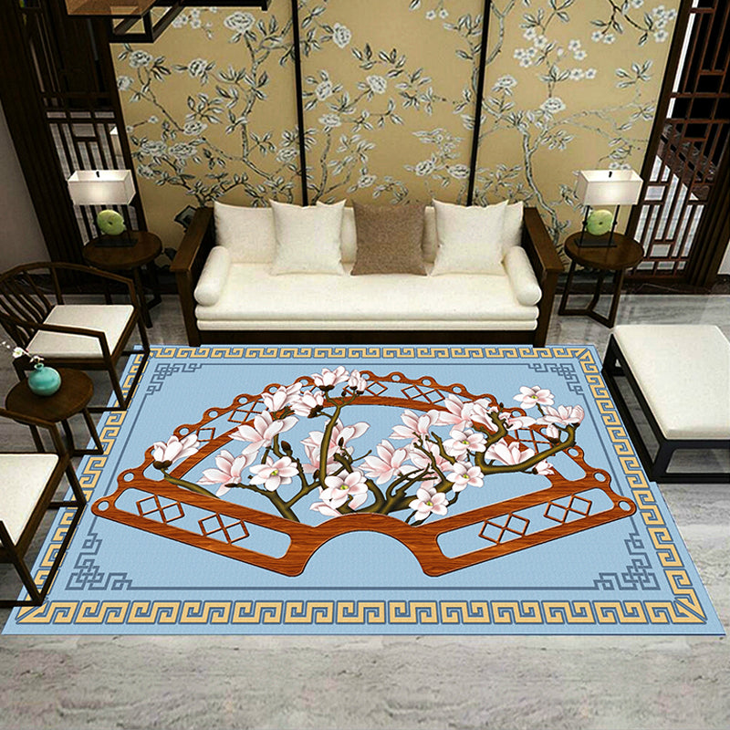 BowLift | Asia Living Room Rug Multicolored Floral Pattern Area Rug Synthetic Easy Care Pet Friendly Indoor Rug