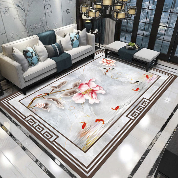 BowLift | Relaxing Living Room Carpet Multicolored Floral Pattern Carpet Synthetic Non-Slip Pet-Friendly Easy-Care Carpet