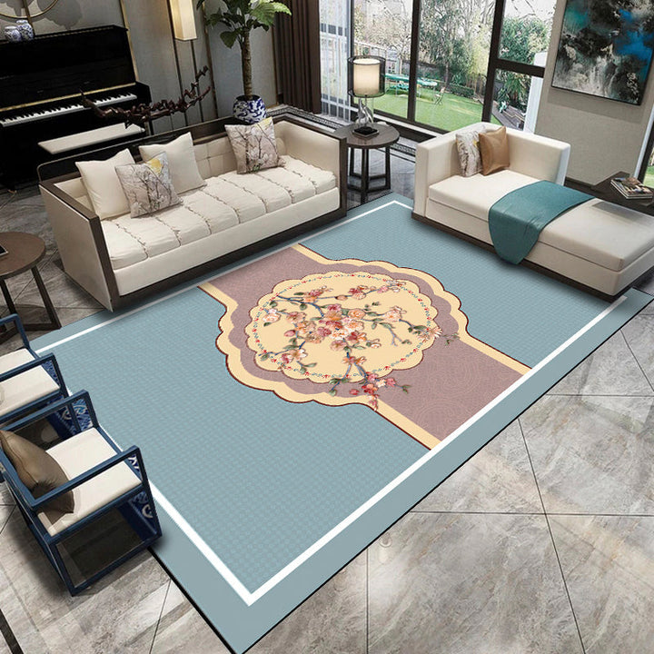 BowLift | Relaxing Living Room Carpet Multicolored Floral Pattern Carpet Synthetic Non-Slip Pet-Friendly Easy-Care Carpet