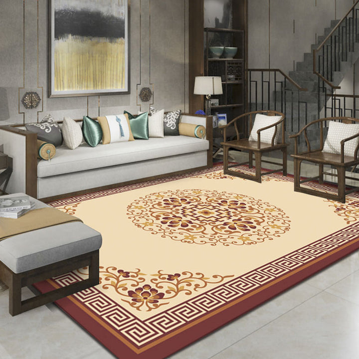 BowLift | Relaxing Living Room Carpet Multicolored Floral Pattern Carpet Synthetic Non-Slip Pet-Friendly Easy-Care Carpet