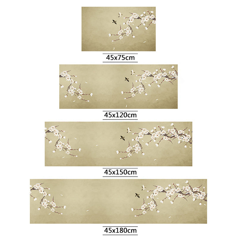 BowLift | Chinoiserie Floral Printed Rug Multicolor PVC Area Rug Non-Slip Back Pet-Friendly Indoor Rug for Bedroom