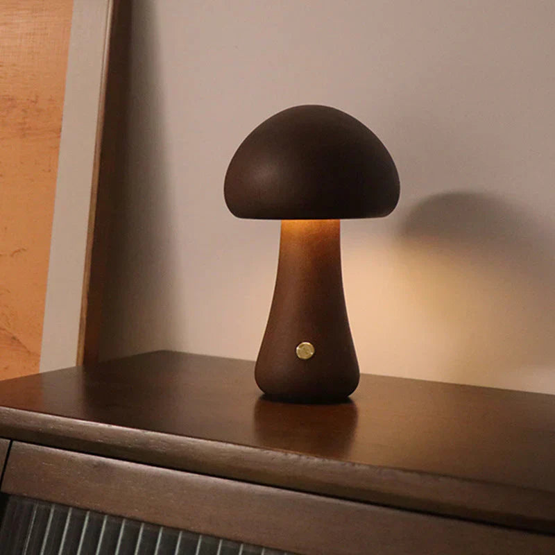 BowLift | Wooden Mushroom LED Night Light – Charming Lamp in Natural Design for Cozy Atmosphere