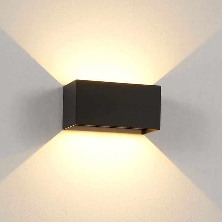 BowLift | Modern waterproof rectangular LED wall light for outdoor use with up and down lighting