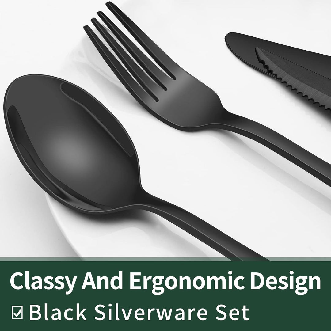BowLift | Luxury 24-Piece Black Cutlery Set – Stainless Steel & Dishwasher Safe
