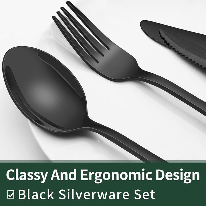 BowLift | Luxury 24-Piece Black Cutlery Set – Stainless Steel & Dishwasher Safe