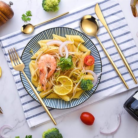 BowLift | 24-Piece Stainless Steel Gold-Silver Luxury Cutlery - RoyalGlow