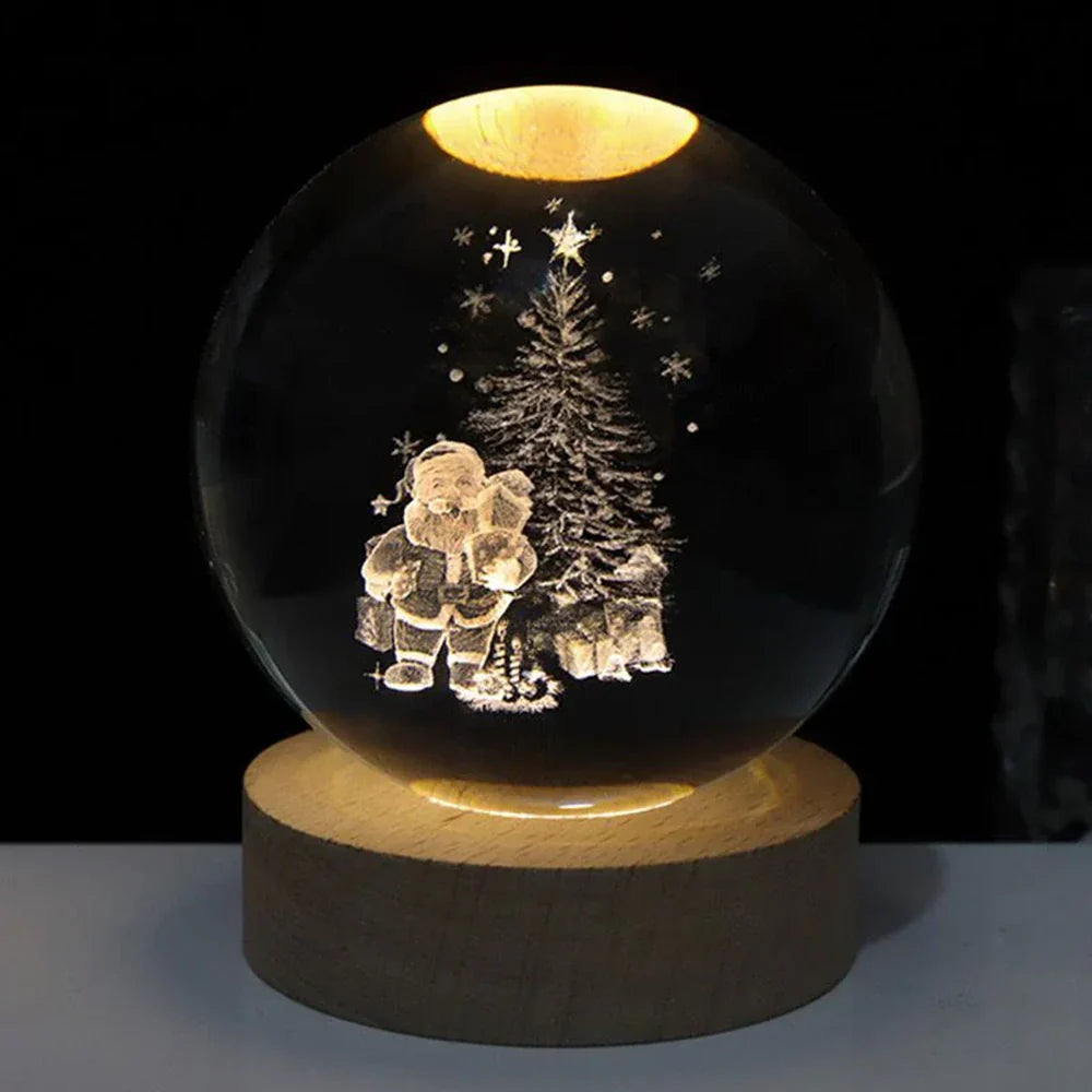 BowLift | Night Light Wooden Base Crystal Ball Lamp