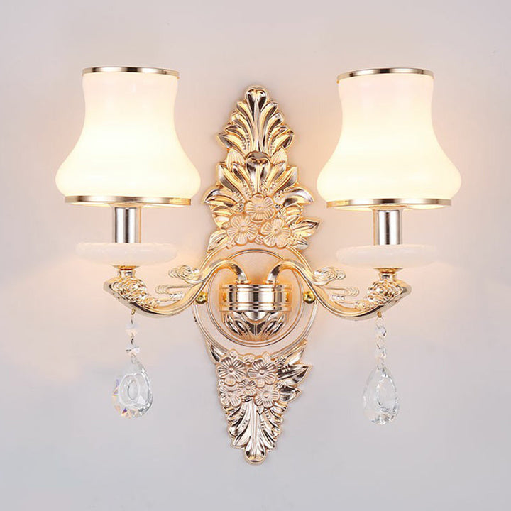 BowLift | Victorian Candle Wall Sconces Lighting Metal Wall Mount Light with Shade and Crystal Decor