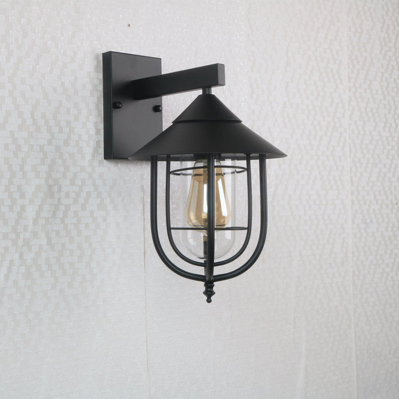 BowLift | Half-Capsule Cage Gang Wall Lamp Rustic Metal Single Black Wall Lamp with Conical Top