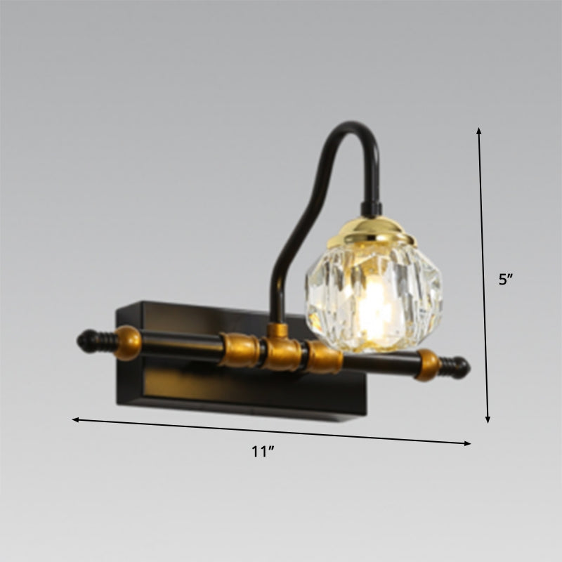 BowLift | Crystal Prism Hexagon Vanity Wall Lamp Minimalism 1/2/3-Bulb Wall Mounted Lighting Fixture in Black