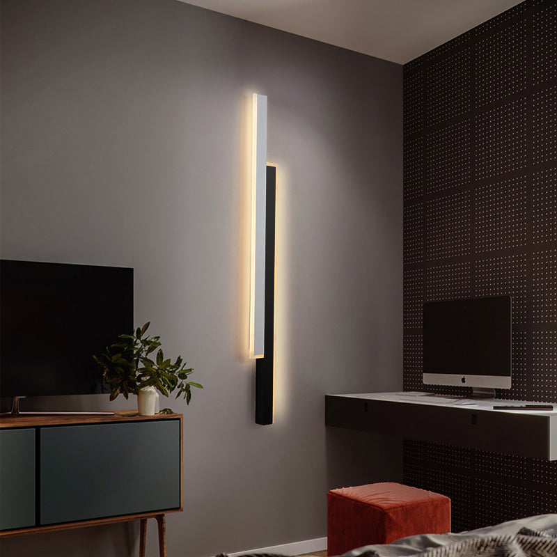 BowLift | Black-White Linear LED Wall Light Minimalist Metal Ceiling Lamp for Hallway