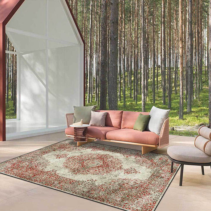 BowLift | Shabby Chic Geometric Printed Rug Multicolored Polyester Area Rug With Non-Slip Backing Pet-Friendly Indoor Rug for The Living Room