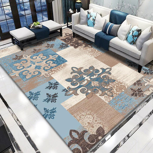 BowLift | Retro living room rug multicolored floral pattern indoor rug polyester non-slip fringed edge rug