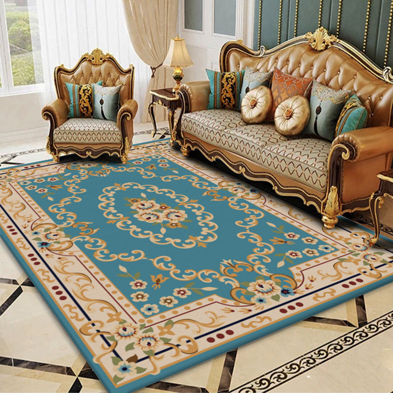 BowLift | Shabby Chic Living Room Rug Multicolor Floral Pattern Indoor Rug Cotton Blend Non-Slip Back Pet-Friendly Area Rug