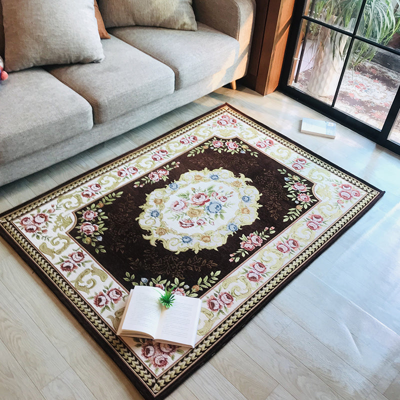 BowLift | Antique Living Room Rug Multicolor Flower Printed Area Rug Polyester Non-Slip Back Easy Care Indoor Rug