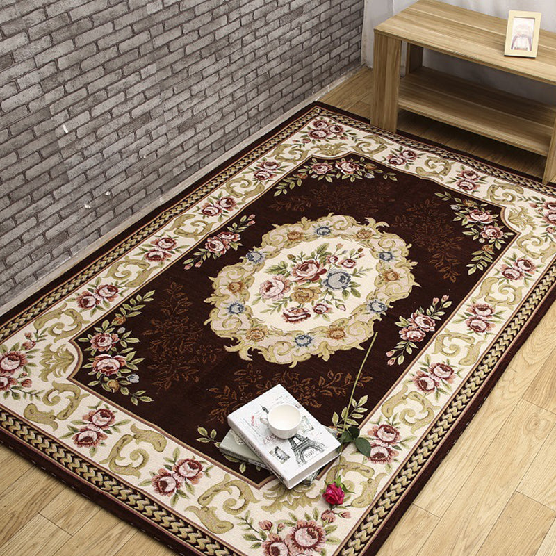 BowLift | Antique Living Room Rug Multicolor Flower Printed Area Rug Polyester Non-Slip Back Easy Care Indoor Rug