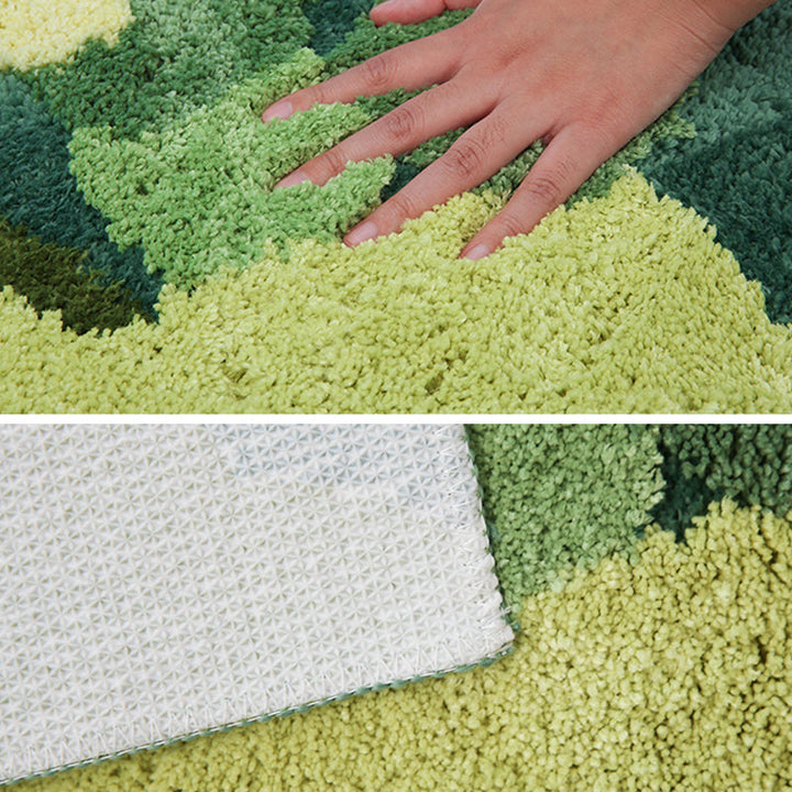 BowLift | Green Funky Carpet Polypropylene Plant Pattern Indoor Carpet Non-Slip Back Stain Resistant Area Rug for Bedroom