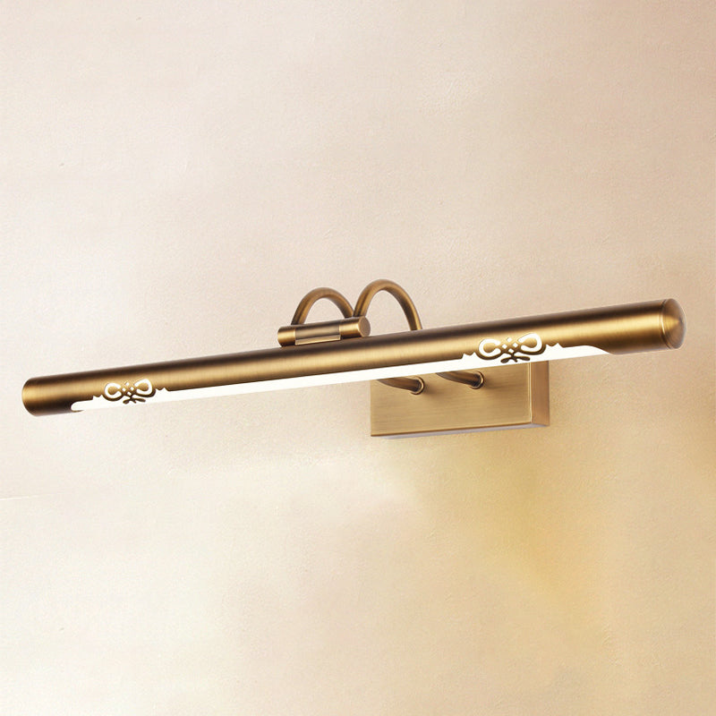 BowLift | Modernism Pipe Vanity Wall Lamp Metal LED Bathroom Wall Light in Bronze Finish, 18"/29.5" W