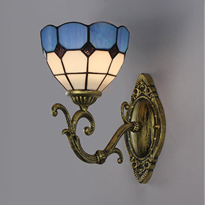 BowLift | Mediterranean Bowl Wall Lamp Glazed Glass and Metal 1 Light Wall Switch Lighting in Clear/White