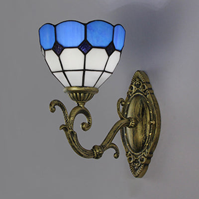 BowLift | Mediterranean Bowl Wall Lamp Glazed Glass and Metal 1 Light Wall Switch Lighting in Clear/White