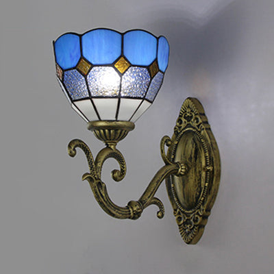 BowLift | Mediterranean Bowl Wall Lamp Glazed Glass and Metal 1 Light Wall Switch Lighting in Clear/White