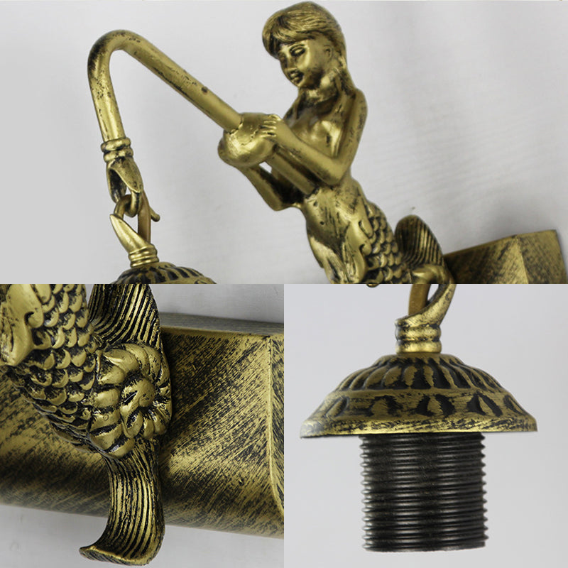 BowLift | Dome Wall Lamp Fixture 1 Main Blue/Clear Glass Baroque Sconce Lighting with Mermaid Backplate