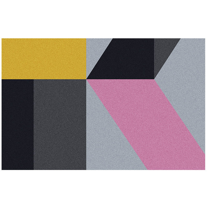 Modern geometric printed rug multicolored polyester rug non-slip machine washable rug for the bedroom | Bowlift