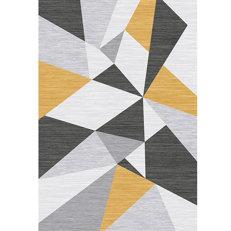 Casual living room rug Multi-colored geo print indoor rug Non-slip underside Washable easy-care rug | Bowlift