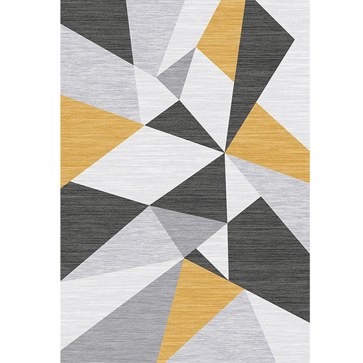 Casual living room rug Multi-colored geo print indoor rug Non-slip underside Washable easy-care rug | Bowlift