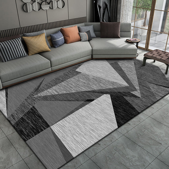 Casual living room rug Multi-colored geo print indoor rug Non-slip underside Washable easy-care rug | Bowlift