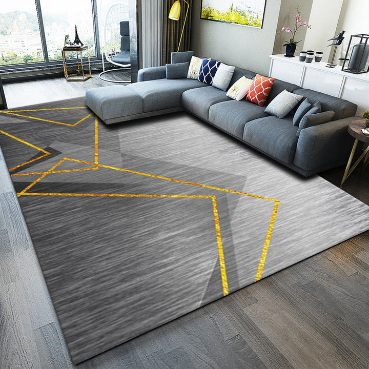 Casual living room rug Multi-colored geo print indoor rug Non-slip underside Washable easy-care rug | Bowlift