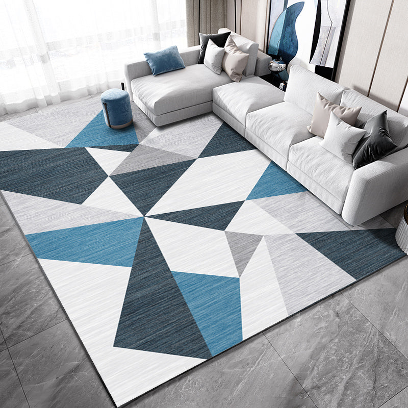 Casual living room rug Multi-colored geo print indoor rug Non-slip underside Washable easy-care rug | Bowlift