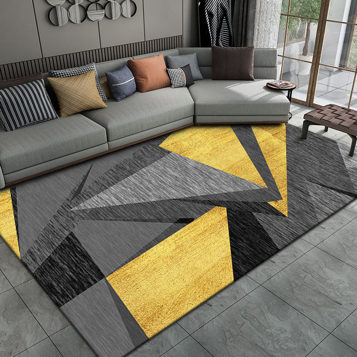 Casual living room rug Multi-colored geo print indoor rug Non-slip underside Washable easy-care rug | Bowlift