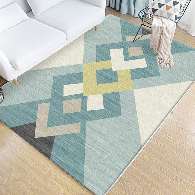 Multicolored bedroom rug novelty geo print indoor rug polypropylene non-slip pet-friendly rug | Bowlift