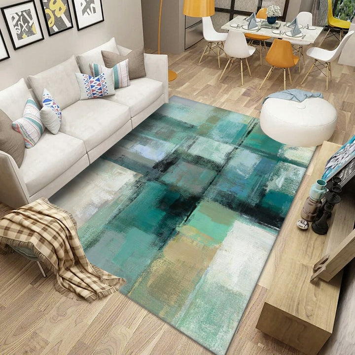 BowLift | Simplicity Abstract Printed Rug Multicolor Polyester Area Rug Non-slip Back Pet-friendly Indoor Rug for the Living Room