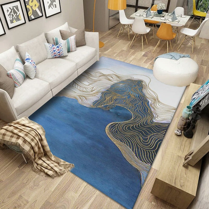 BowLift | Simplicity Abstract Printed Rug Multicolor Polyester Area Rug Non-slip Back Pet-friendly Indoor Rug for the Living Room